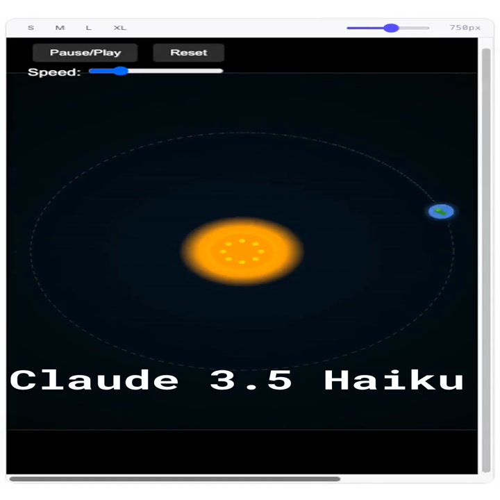 Haiku 3.5 VS Sonnet 4 - JS earth orbiting sun